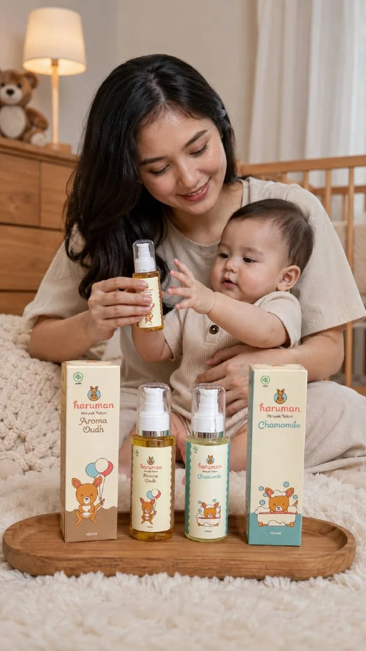 Ibu dan anak bersama rangkaian produk Haruman